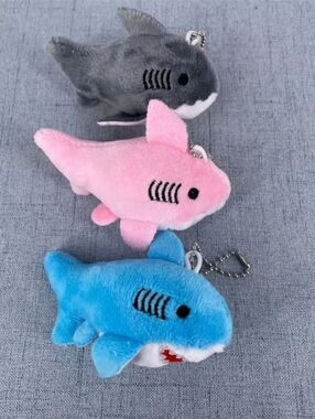 3pcs Plush Shark Keychain Set